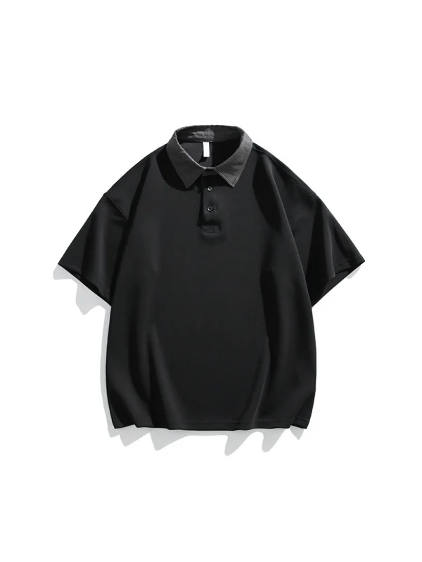 Notch-Collar Color-blocked Loose-fit POLO Shirt - Image 6