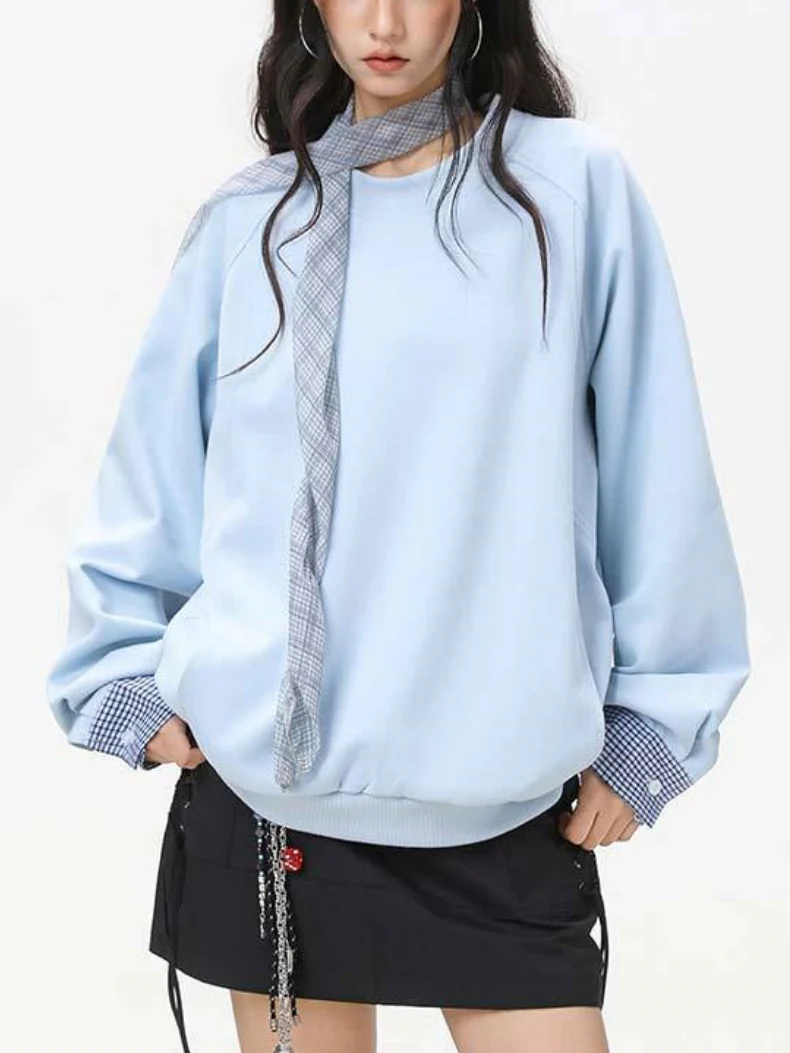 Pocket Color-blocked Loose-fit Sweatshirts&Hoodies - Image 3