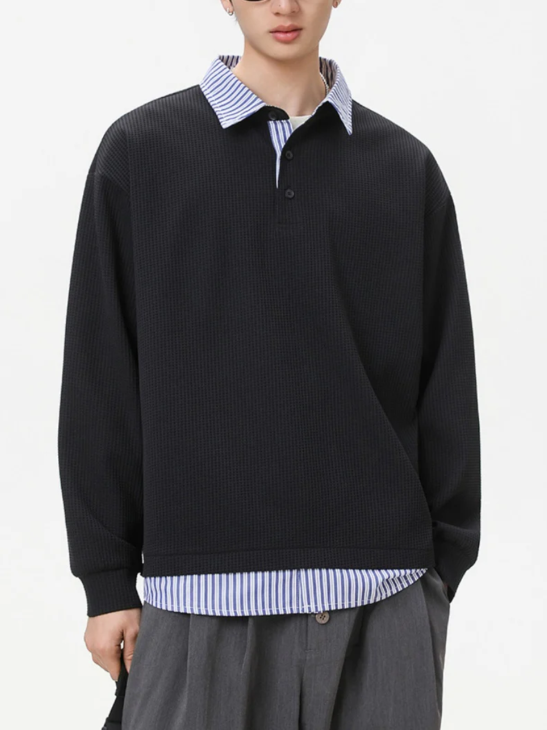 Layered-look Stripes Patchwork Color-blocked Sweatshirts&Hoodies - Image 8