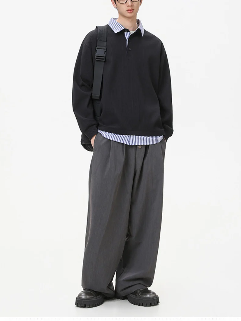 Layered-look Stripes Patchwork Color-blocked Sweatshirts&Hoodies - Image 9