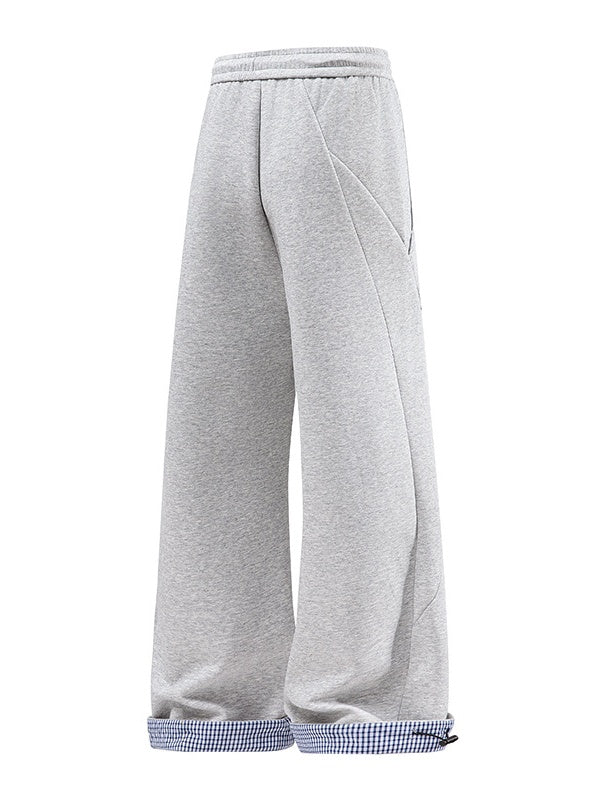 Plaid Color-blocked Patchwork Pants - Image 2