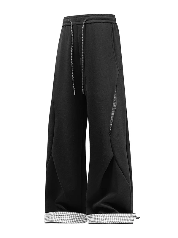 Plaid Color-blocked Patchwork Pants - Image 4