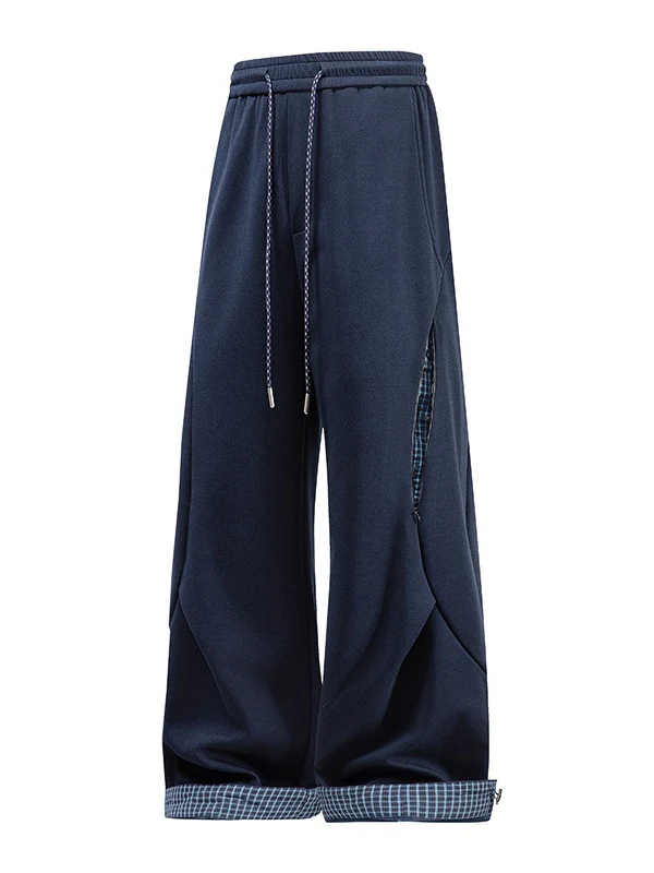 Plaid Color-blocked Patchwork Pants - Image 5