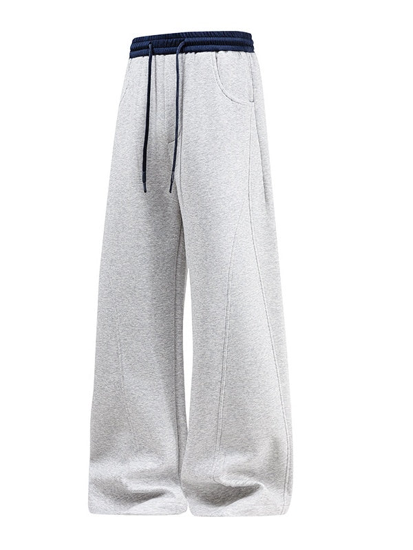 Patchwork Color-blocked Loose-fit Wide-leg Pants - Image 2