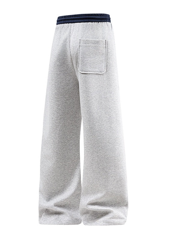 Patchwork Color-blocked Loose-fit Wide-leg Pants - Image 3