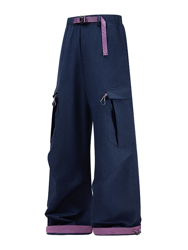Color-blocked Patchwork Loose-fit Cargo Trousers - Image 4