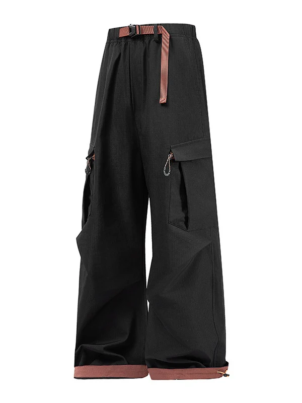 Color-blocked Patchwork Loose-fit Cargo Trousers - Image 5