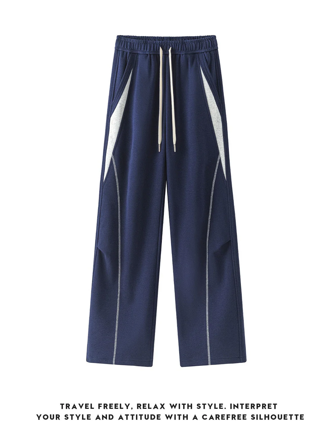 Color-blocked Geometry Scimitar Wide-leg Sweatpants - Image 4