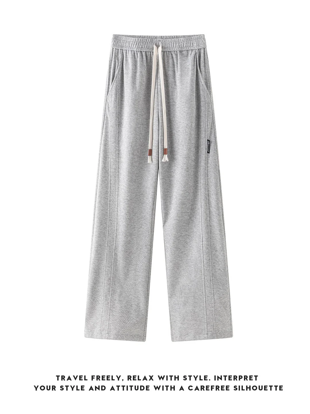 Patchwork Wide-leg Loose-fit Sweatpants - Image 4