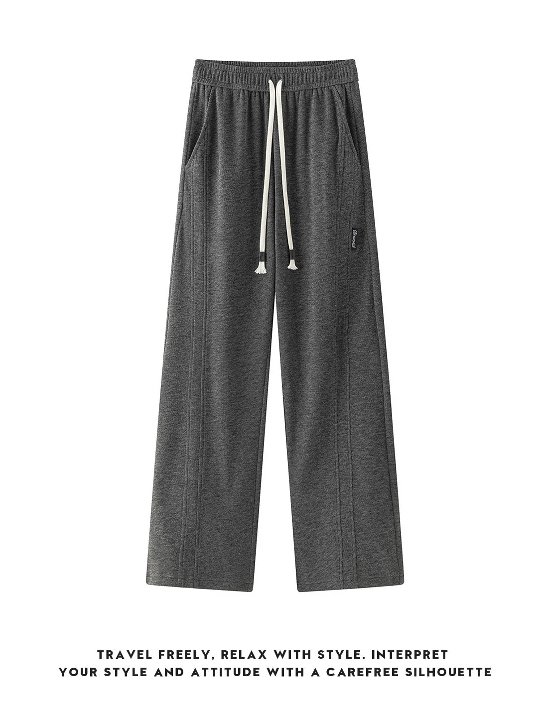 Patchwork Wide-leg Loose-fit Sweatpants - Image 9