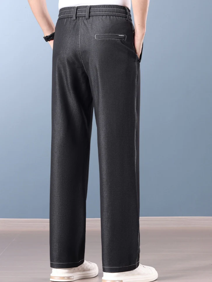 Faux Denim Straight-fit Loose-fit Anti-wrinkle Pants - Image 10