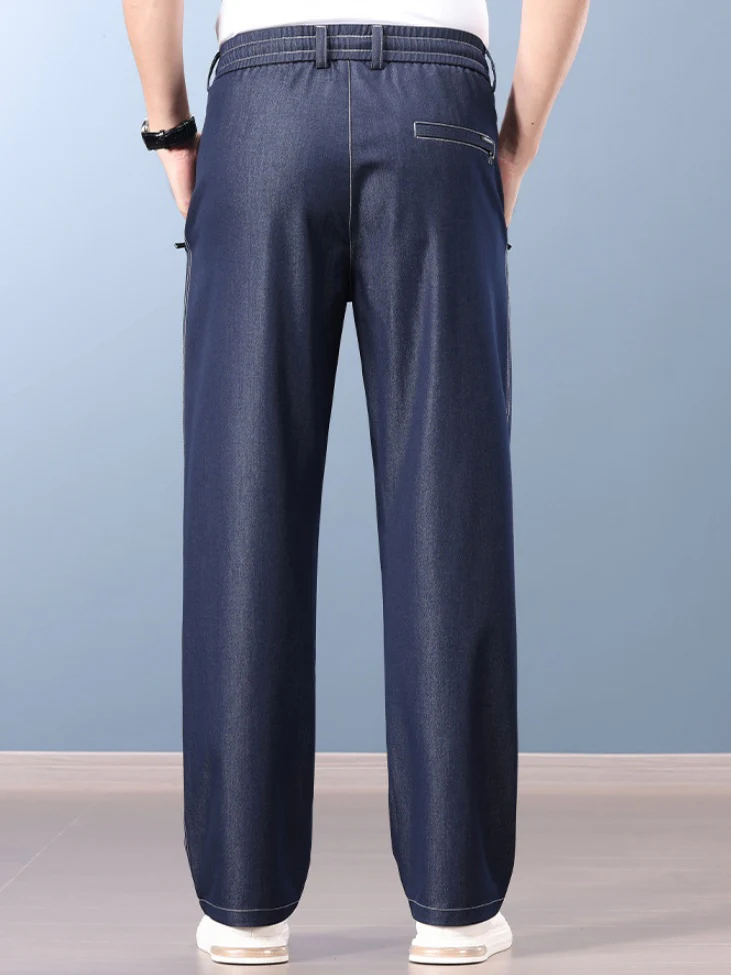 Faux Denim Straight-fit Loose-fit Anti-wrinkle Pants - Image 4