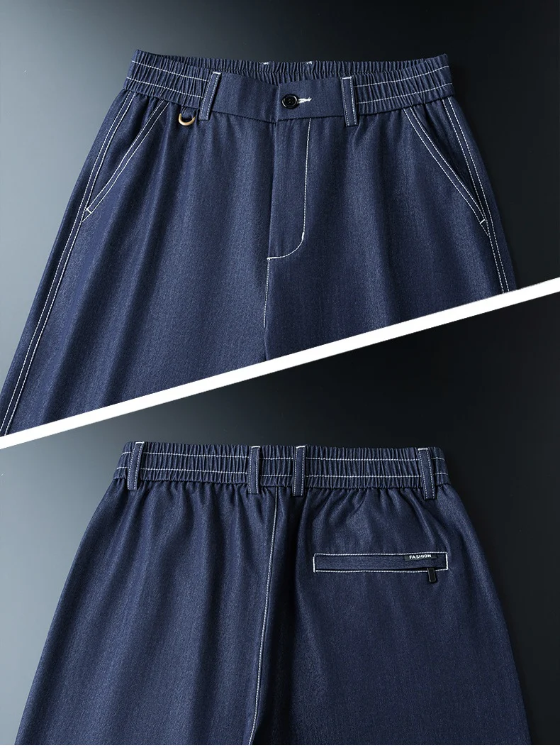Faux Denim Straight-fit Loose-fit Anti-wrinkle Pants - Image 5