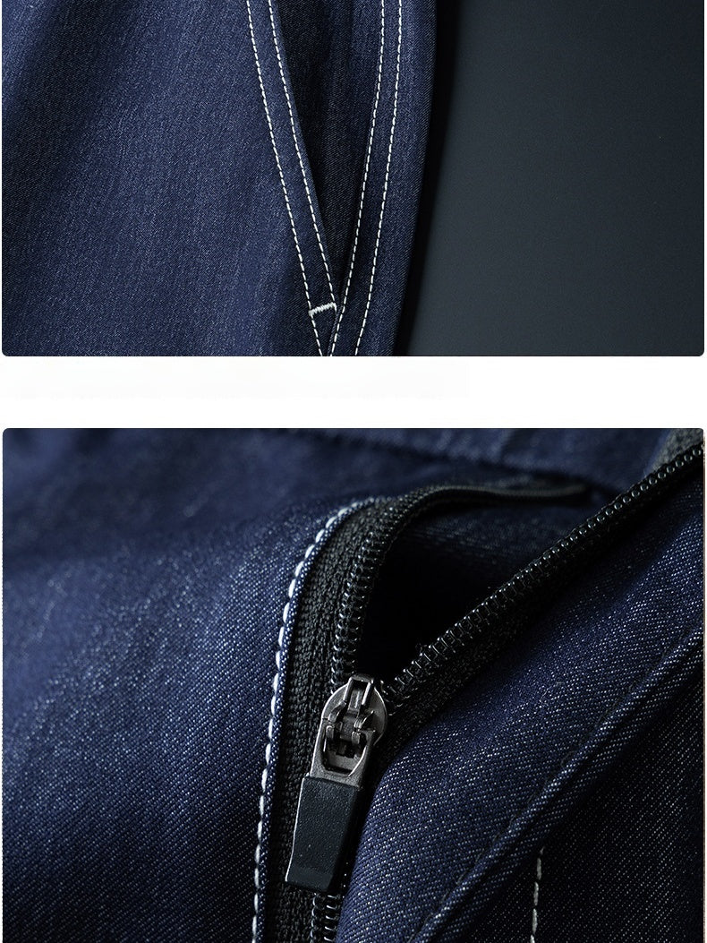 Faux Denim Straight-fit Loose-fit Anti-wrinkle Pants - Image 6