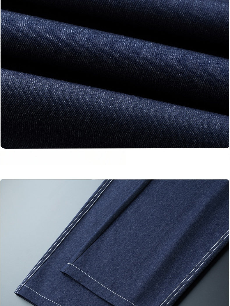 Faux Denim Straight-fit Loose-fit Anti-wrinkle Pants - Image 7