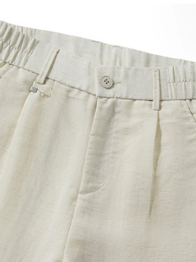 Linen Blend Cooling Sensation Breathable Anti-wrinkle Straight-fit Pants - Image 10
