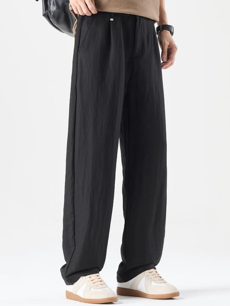 Linen Blend Cooling Sensation Breathable Anti-wrinkle Straight-fit Pants - Image 5