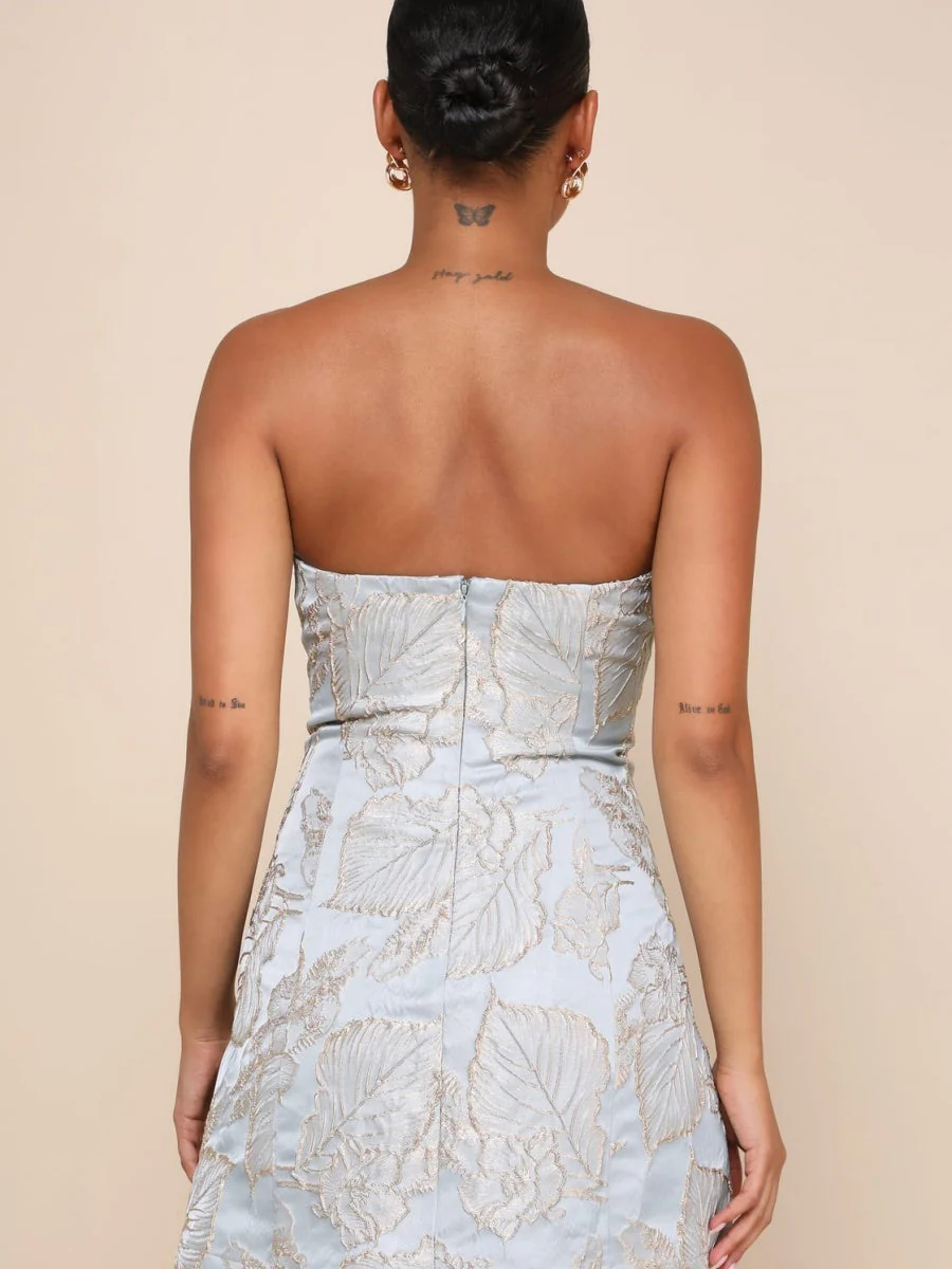 Brocade Jacquard Tube Top Parties Mini&Short Dresses - Image 3