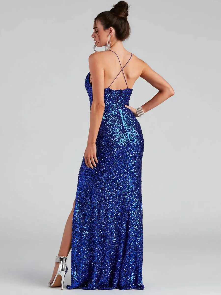 Sequins Slit Sexy Camisoles Formal Dress Maxi Dresses - Image 6