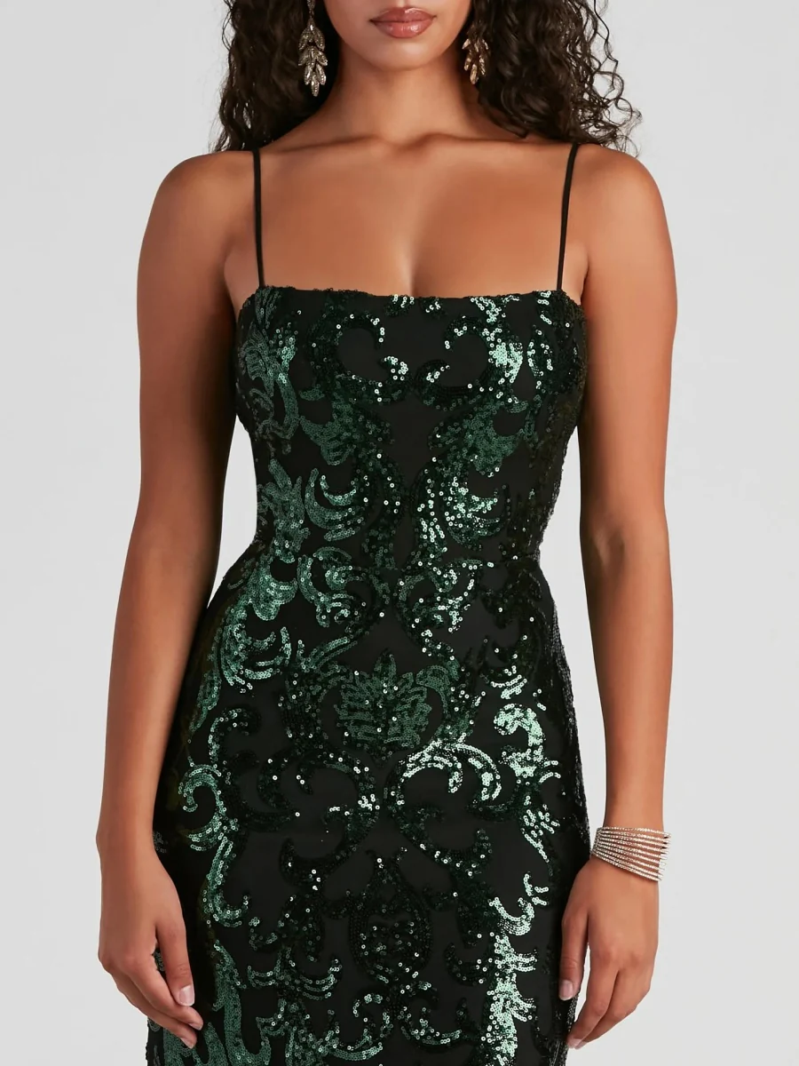 Sequins Fishtail Sexy Camisoles Formal Dress Maxi Dresses - Image 3