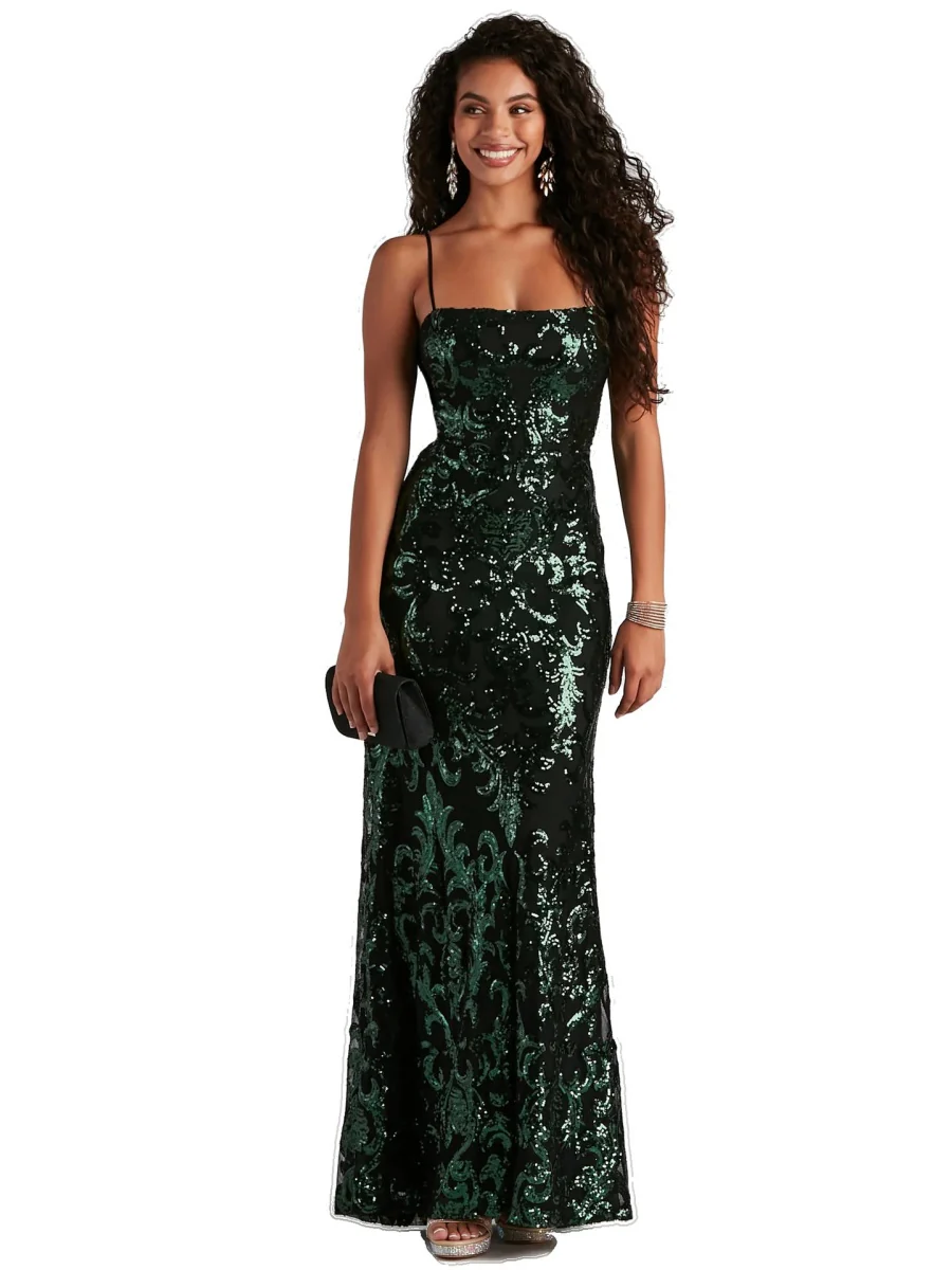 Sequins Fishtail Sexy Camisoles Formal Dress Maxi Dresses - Image 4