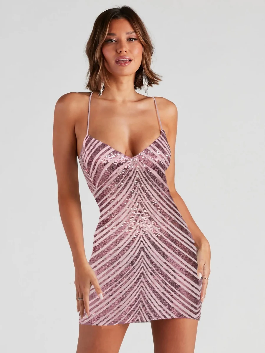 Sequins Backless Sexy Camisoles Formal Dress Mini&Short Dresses - Image 11