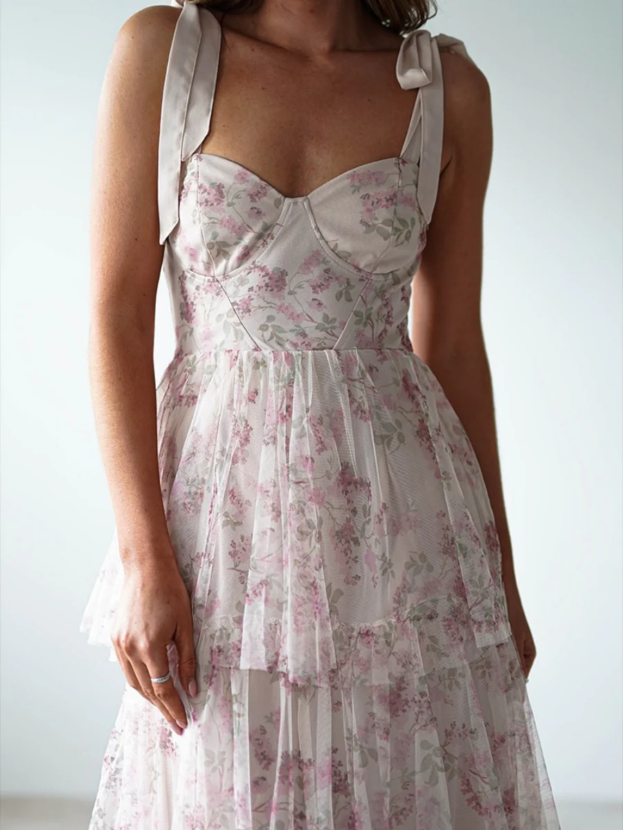 Camisoles Backless Cake Skirt Pink Formal Dress Maxi Dresses - Image 4