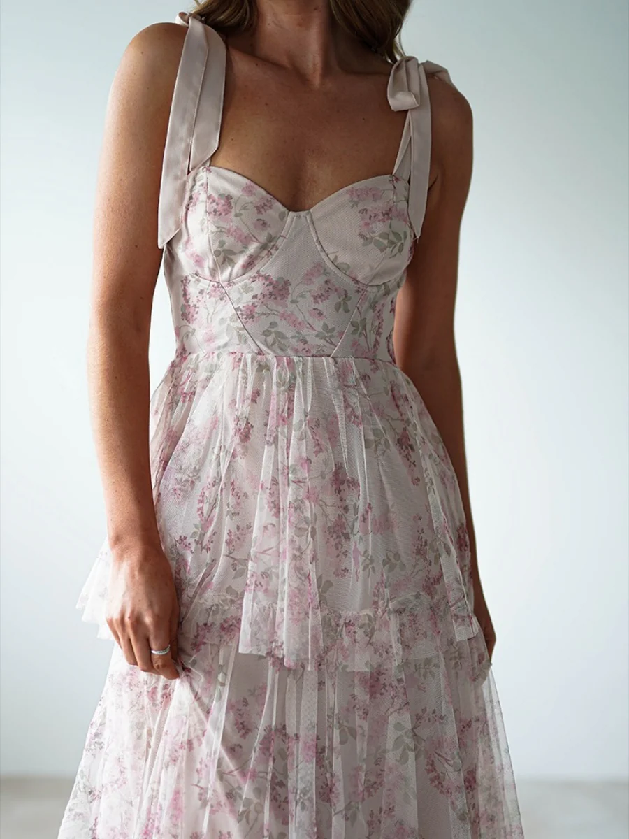 Camisoles Backless Cake Skirt Pink Formal Dress Maxi Dresses - Image 5