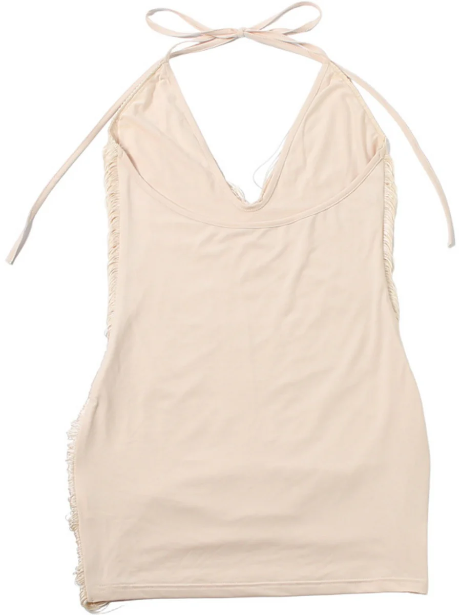 Tassel V-neck Halter Hip-hugging Mini&Short Dresses - Image 17