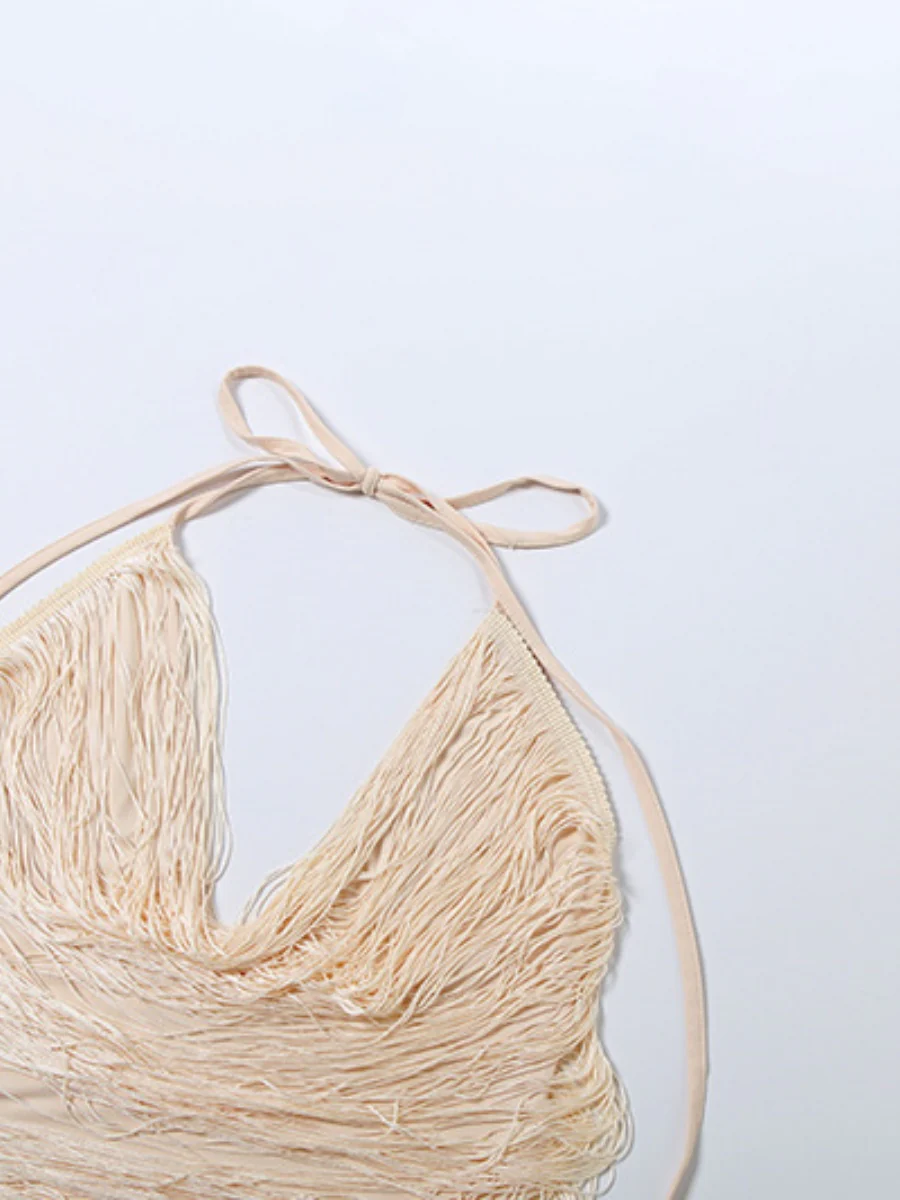 Tassel V-neck Halter Hip-hugging Mini&Short Dresses - Image 18