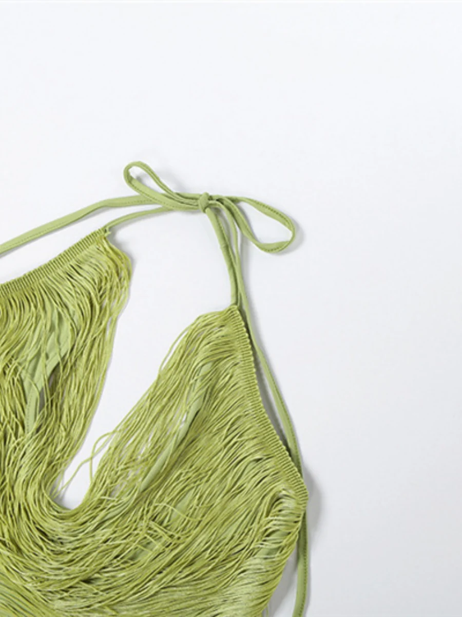 Tassel V-neck Halter Hip-hugging Mini&Short Dresses - Image 23