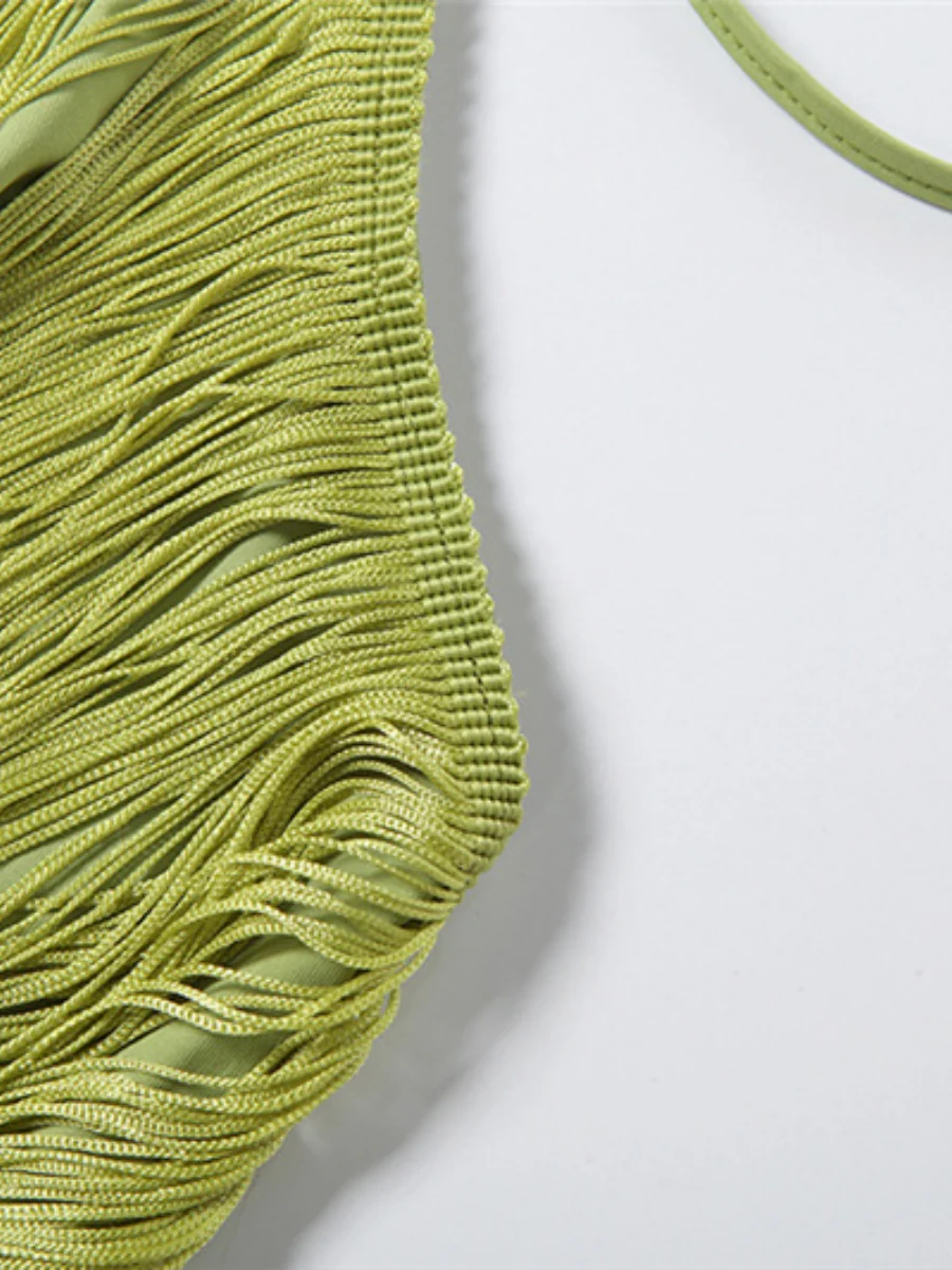 Tassel V-neck Halter Hip-hugging Mini&Short Dresses - Image 24