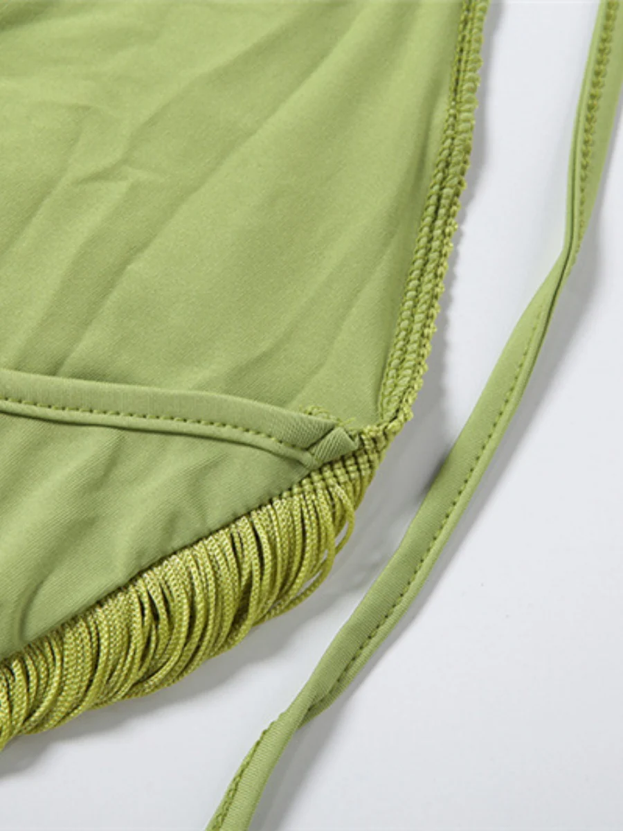 Tassel V-neck Halter Hip-hugging Mini&Short Dresses - Image 25