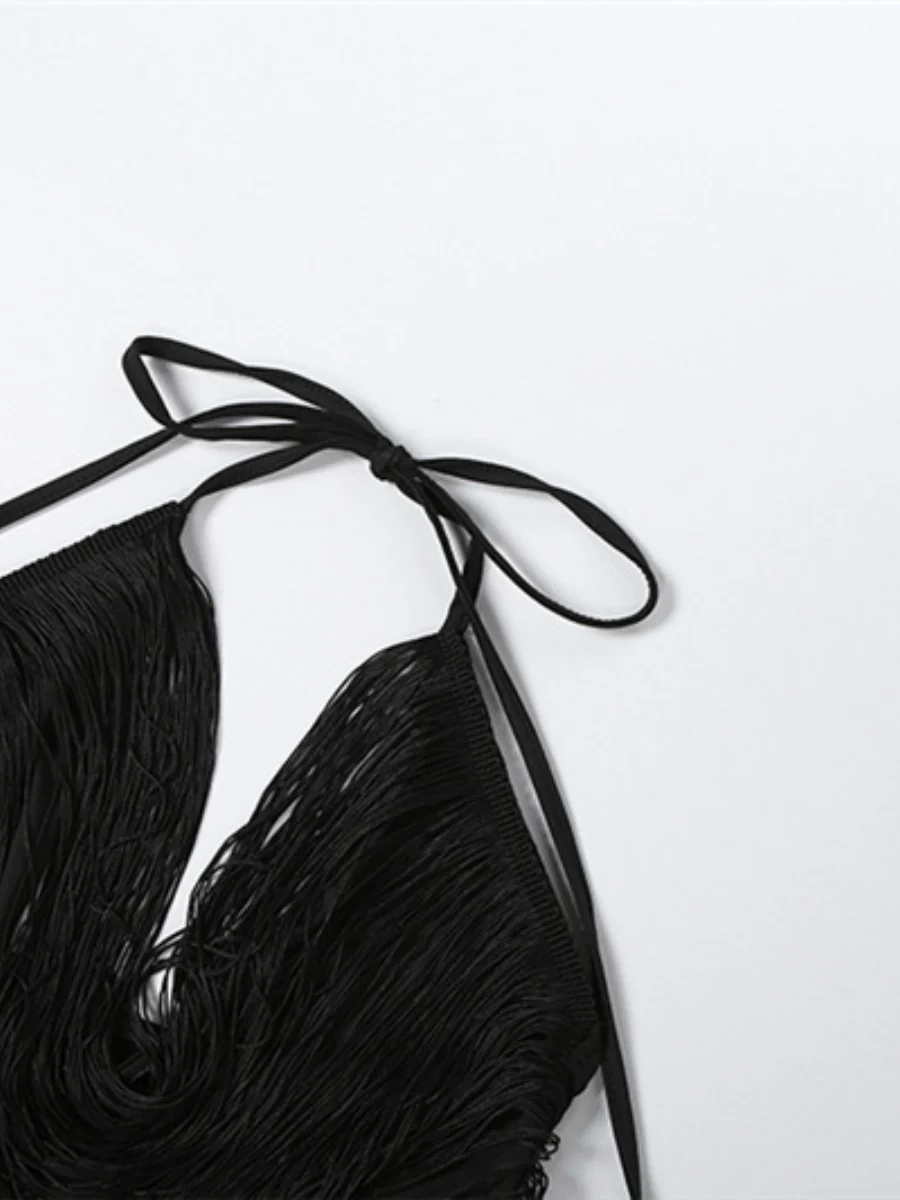 Tassel V-neck Halter Hip-hugging Mini&Short Dresses - Image 28