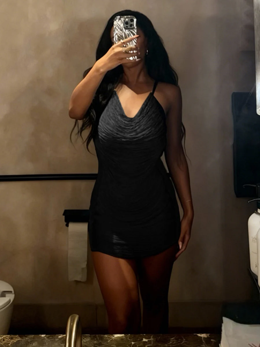 Tassel V-neck Halter Hip-hugging Mini&Short Dresses - Image 8