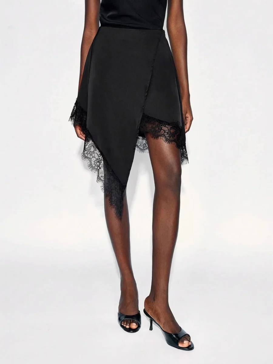 Lace Stitching A-shaped Arrangement Irregular Skirts - Image 4