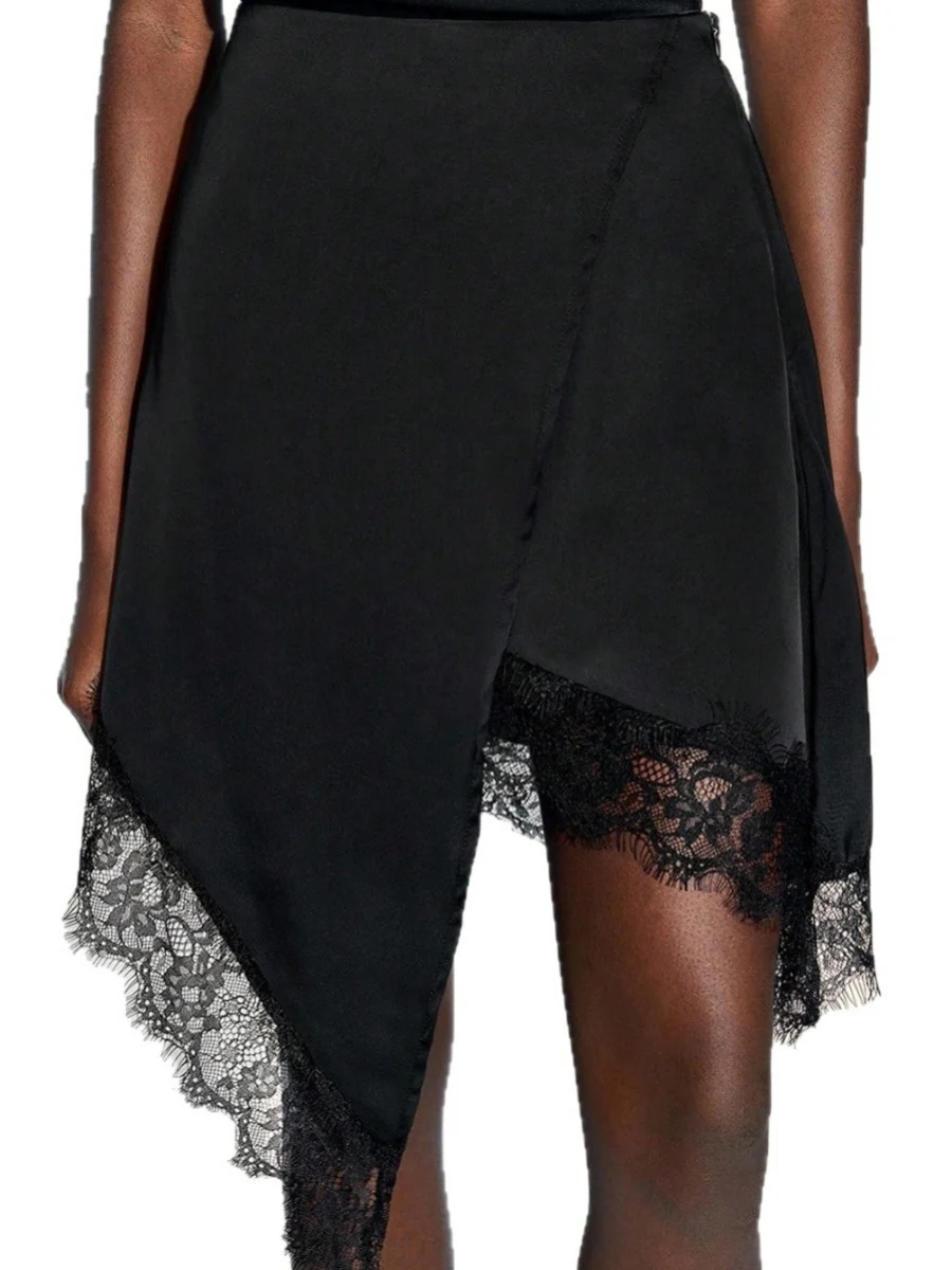 Lace Stitching A-shaped Arrangement Irregular Skirts - Image 5