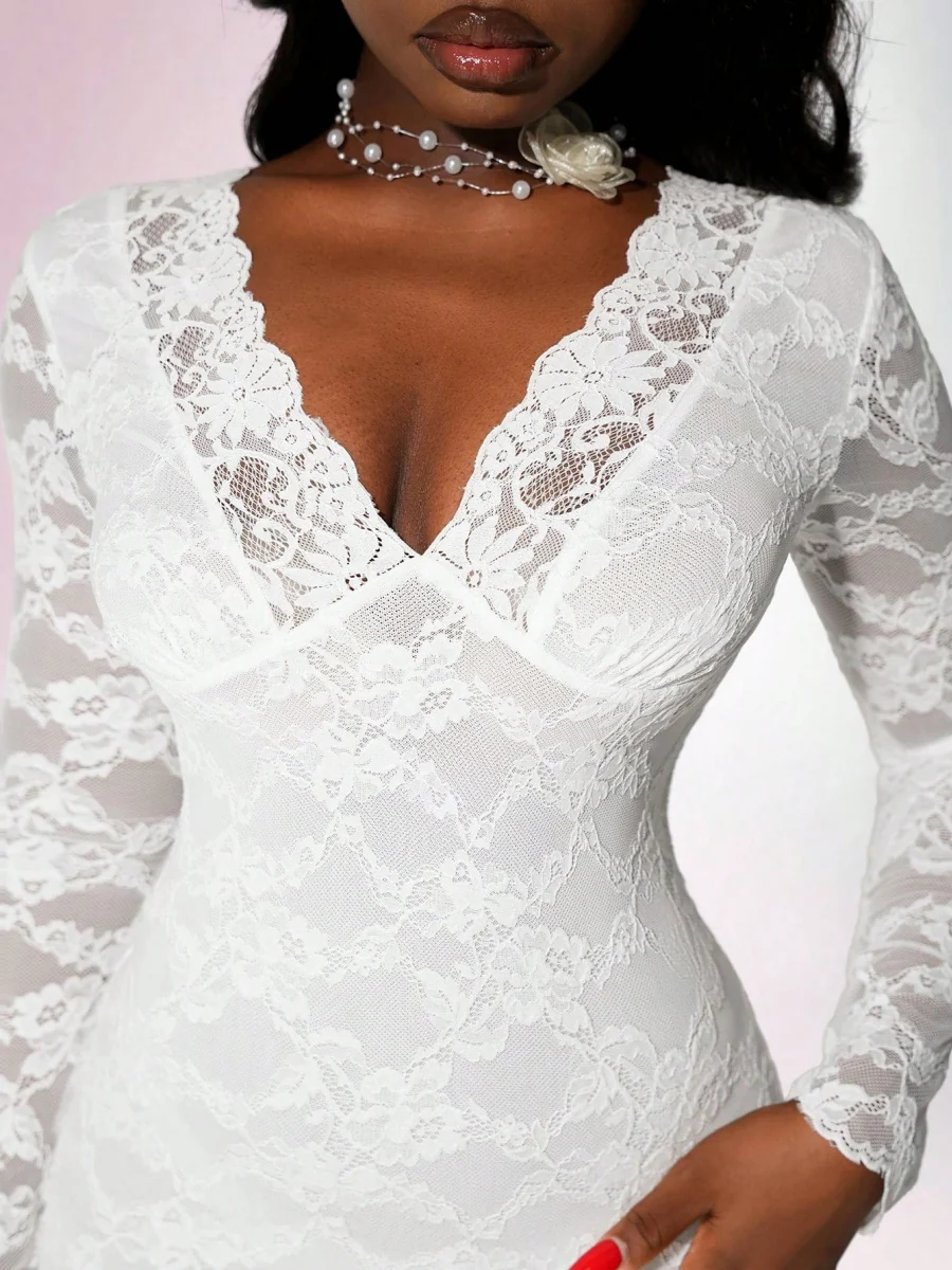 Lace Sexy Deep V Hip-hugging Mini&Short Dresses - Image 4