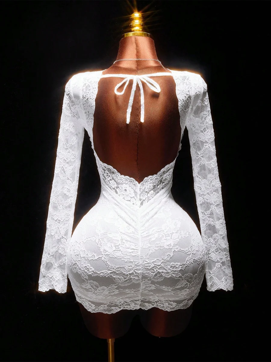 Lace Sexy Deep V Hip-hugging Mini&Short Dresses - Image 7