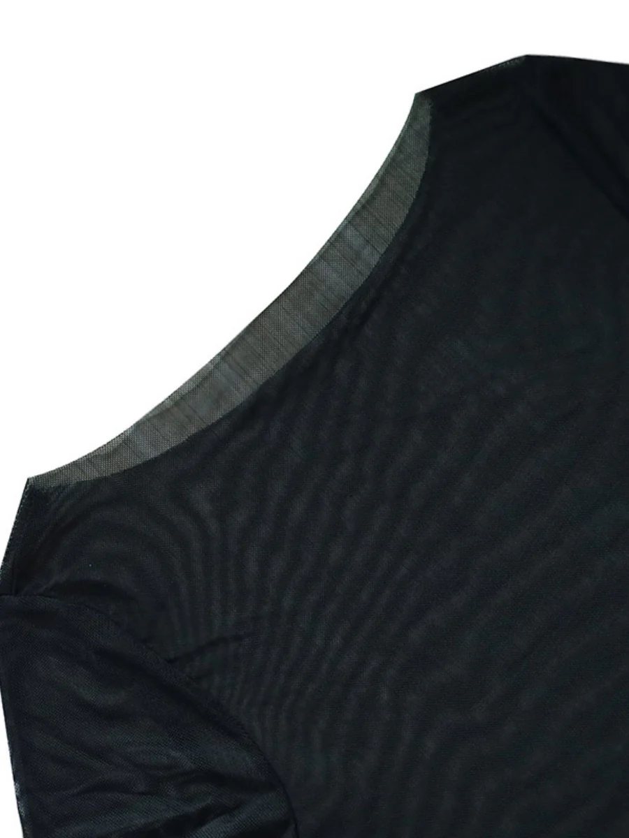 Mesh See-through Off Shoulder Sexy Maxi Dresses - Image 13