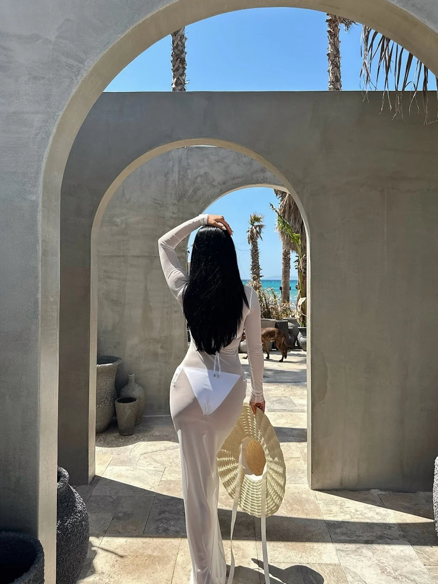 Mesh See-through Off Shoulder Sexy Maxi Dresses - Image 8