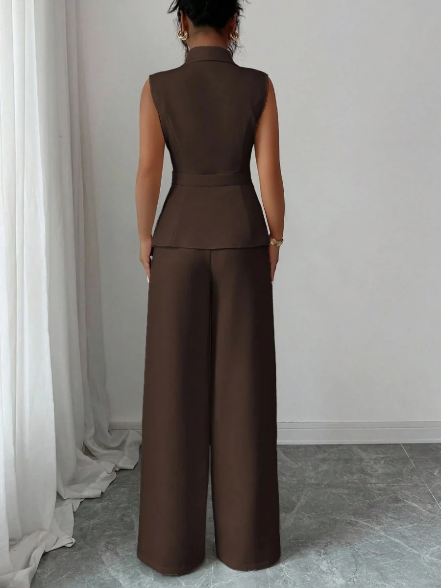 Commuting Sleeveless Suit Collar Vests Straight-leg Pants Set 2-piece Sets - Image 16