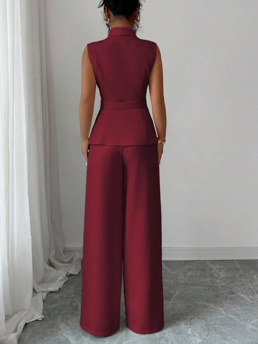 Commuting Sleeveless Suit Collar Vests Straight-leg Pants Set 2-piece Sets - Image 21