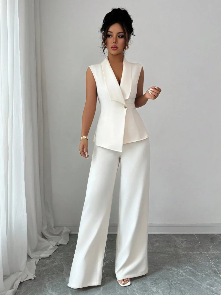 Commuting Sleeveless Suit Collar Vests Straight-leg Pants Set 2-piece Sets - Image 25