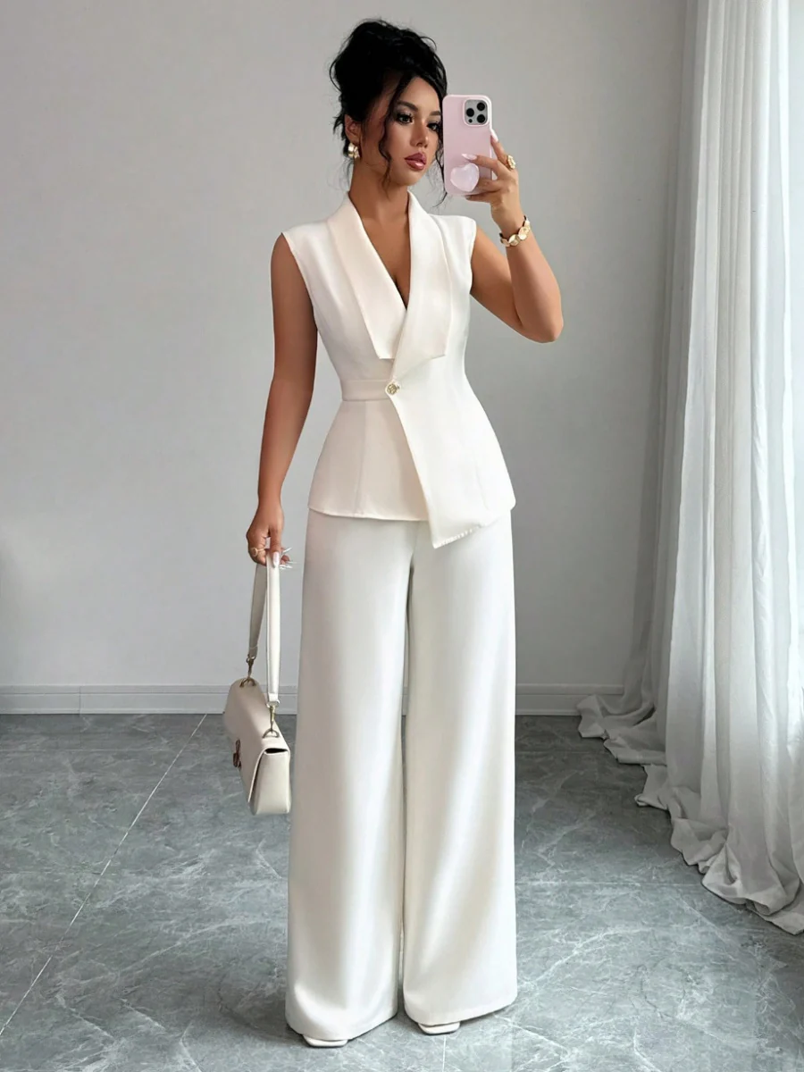 Commuting Sleeveless Suit Collar Vests Straight-leg Pants Set 2-piece Sets - Image 26
