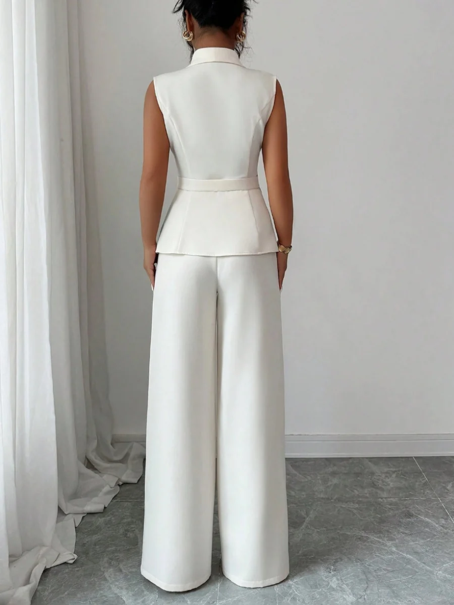 Commuting Sleeveless Suit Collar Vests Straight-leg Pants Set 2-piece Sets - Image 27