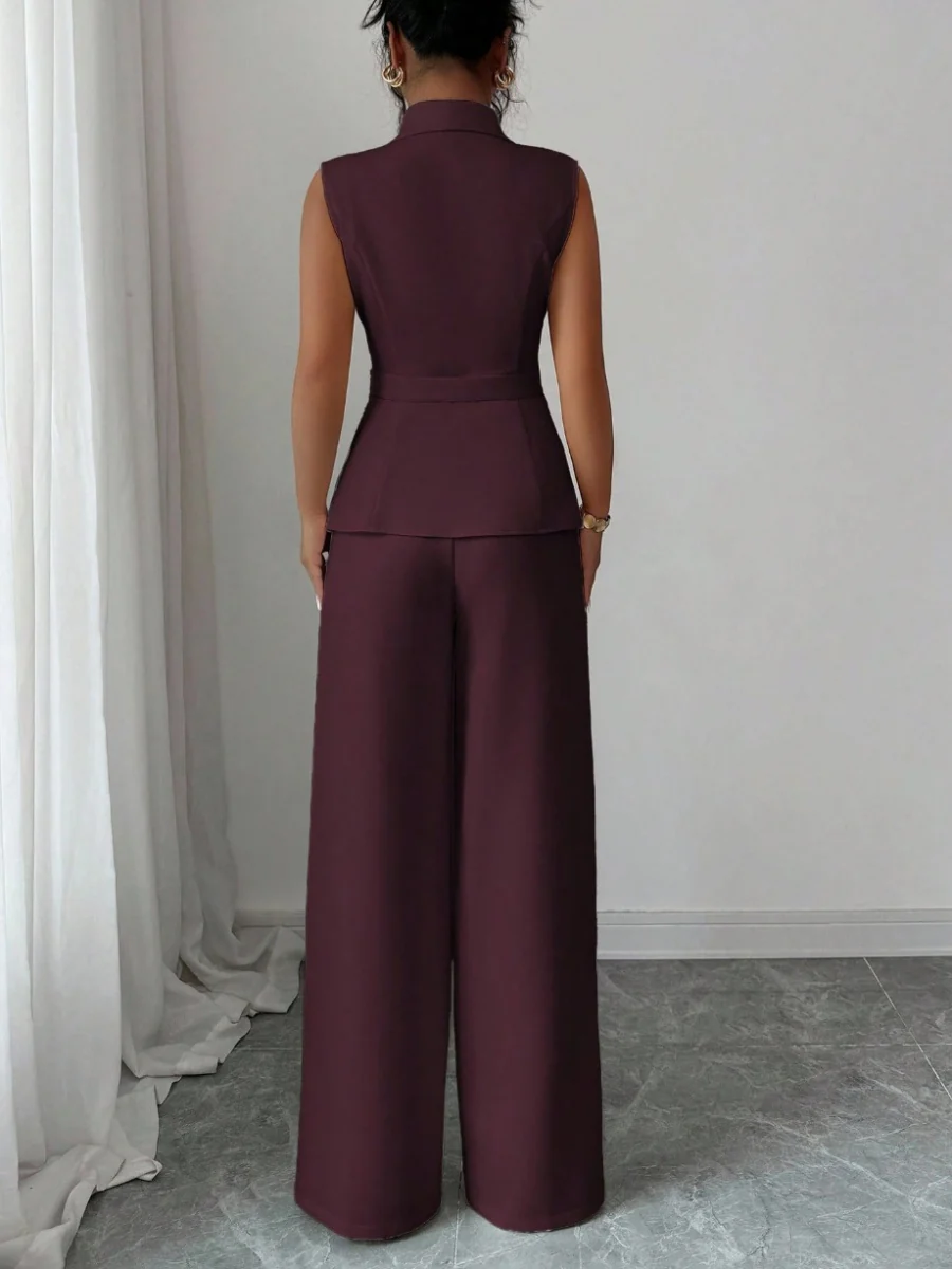 Commuting Sleeveless Suit Collar Vests Straight-leg Pants Set 2-piece Sets - Image 4