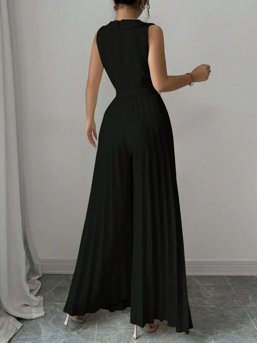 Commuting Suit Collar Pleated Pants Double-breasted Jumpsuits - Image 8