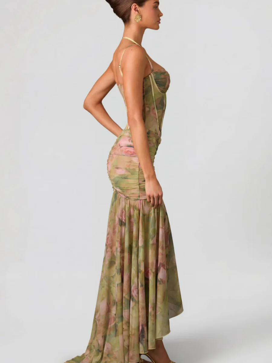 Camisoles Mesh Floral Resort Style Maxi Dresses - Image 4