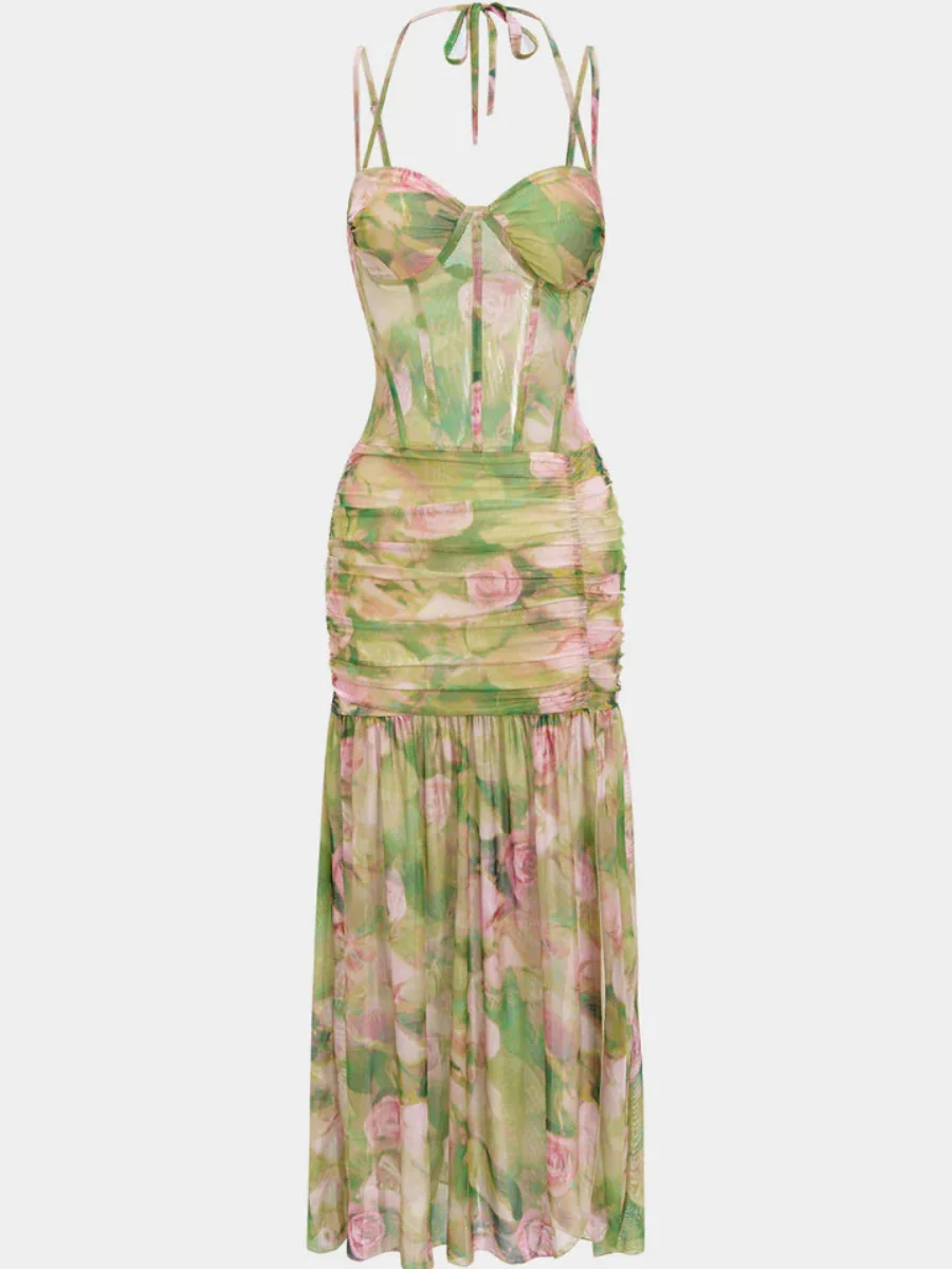 Camisoles Mesh Floral Resort Style Maxi Dresses - Image 7